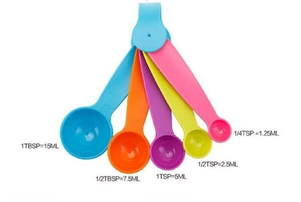 Multi Color Measurement Measuring Spoon Cups - 5 Pieces Multi Coloured