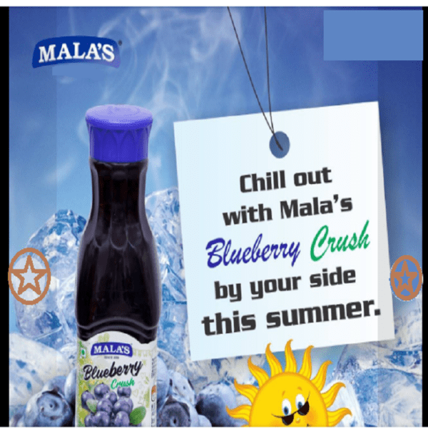 Mala's blue berry crush 250ML ) bottle