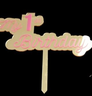 PINK GOLDEN MY 1ST BIRTHDAY CAKE TOPPER