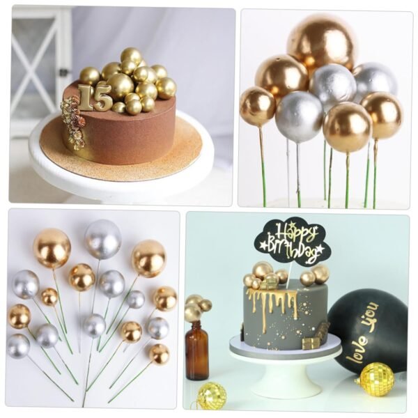 silver gold cake decoration topper balls gold bakingtime.in