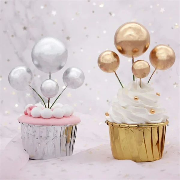 silver gold cake decoration topper balls gold bakingtime.in