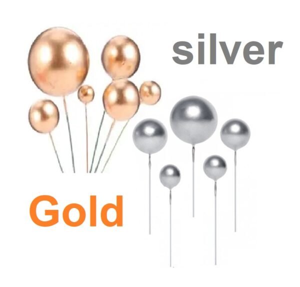 silver gold cake decoration topper balls gold bakingtime.in