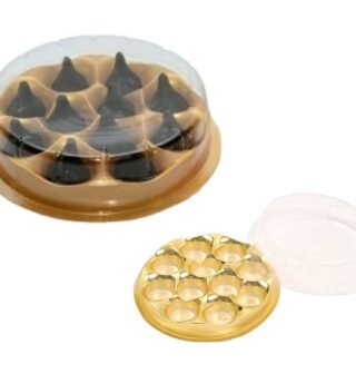 11 Cavity Modak Box plastic Round Box Ganesha Chaturthi Gifts Modak Ganpati Special Modak Packing Box [ Pack of 12)