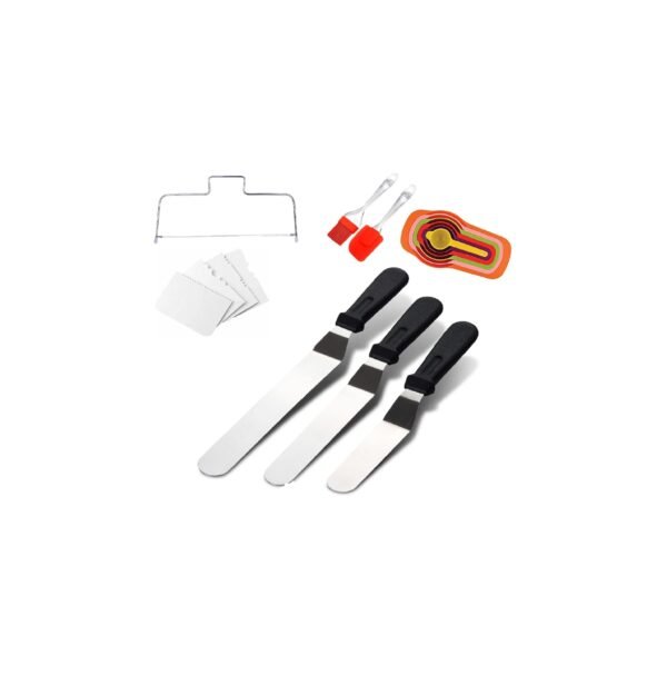Cake Baking tool set (cutter,smoother,measuring cup,server and oil brush) Kitchen Tool Set (multicolour, Baking Tools, Cutter, Knife, Spatula)