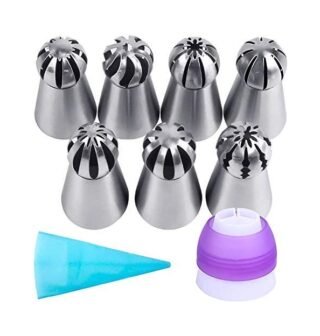 nozzle07 and piping bag Stainless Steel Multi-opening Icing Nozzle (Silver Pack of 1)
