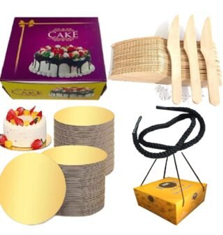 cake packing box base handle and wooden knife combo set